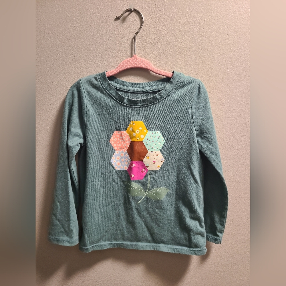 (3/$10) 3T Girls, Cat & Jack, Long Sleeve Patchwork Flower